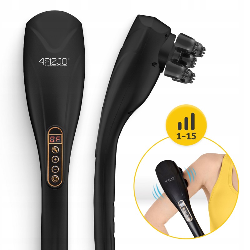 Ручний вібраційний масажер для тіла 4FIZJO Long Stick 7 в 1 Black (P-5907739319142)