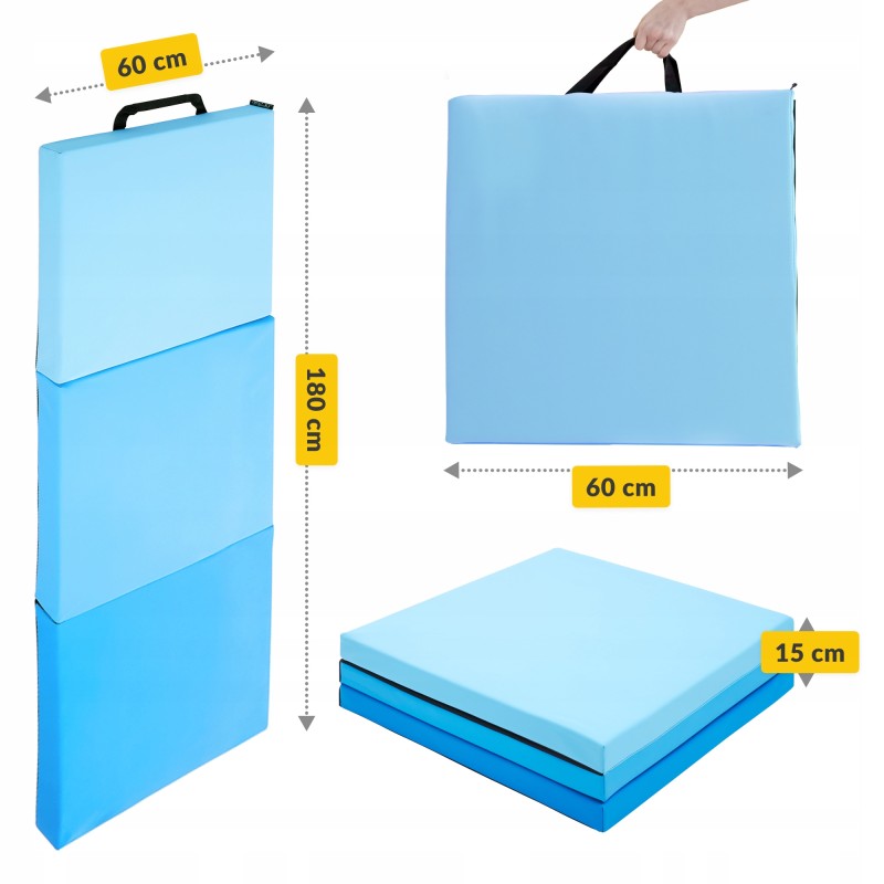 Мат гімнастичний складний 4FIZJO 180 x 60 x 5 см Blue/Sky Blue (P-5907739319685)
