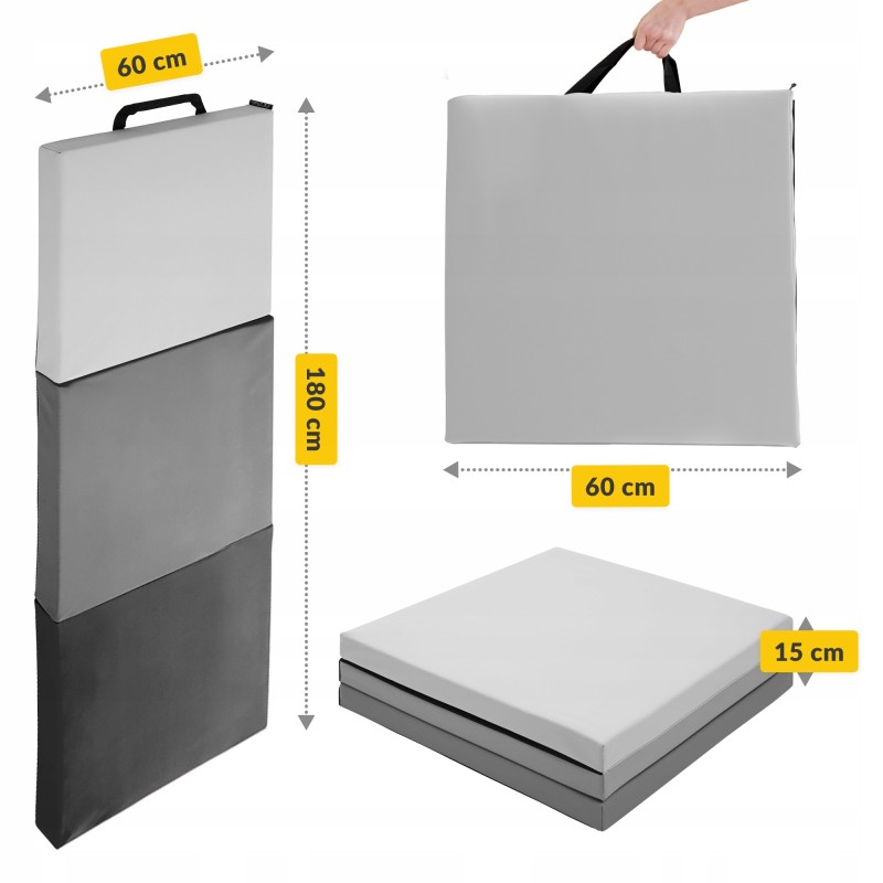 Мат гімнастичний складний 4FIZJO 180 x 60 x 5 см Black/Grey (P-5907739319692)