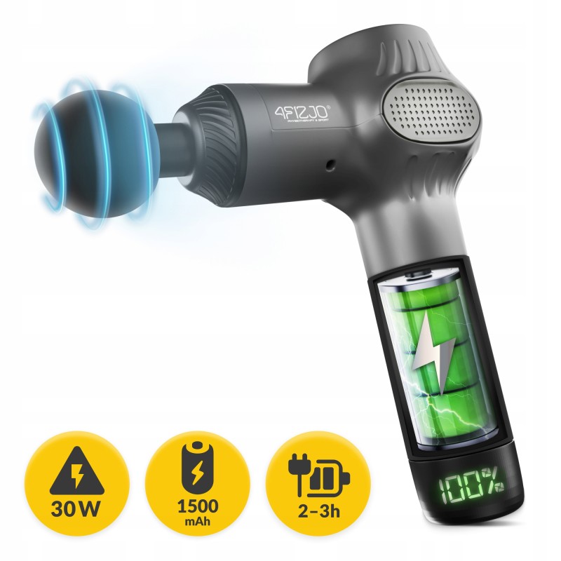 Ручний перкусійний масажер 4FIZJO Massage Gun Active 30 Вт масажний пістолет (P-5907739319937)
