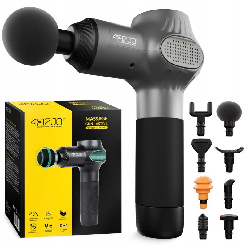 Ручний перкусійний масажер 4FIZJO Massage Gun Active 30 Вт масажний пістолет (P-5907739319937)
