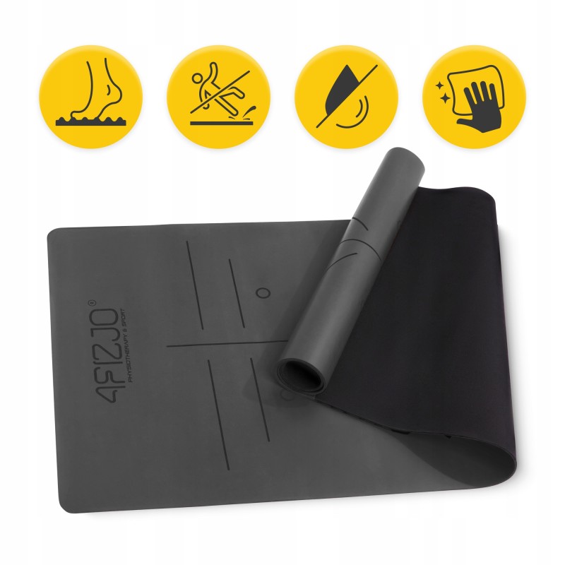 Килимок (мат) спортивний 4FIZJO PU 183 x 61 x 0.4 см для йоги та фітнесу Black (P-5907739319531)