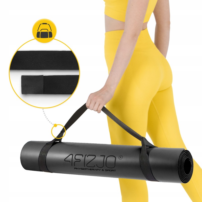 Килимок (мат) спортивний 4FIZJO PU 183 x 61 x 0.4 см для йоги та фітнесу Black (P-5907739319531)