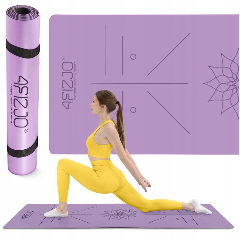 Килимок (мат) спортивний 4FIZJO PU 183 x 61 x 0.4 см для йоги та фітнесу Violet (P-5907739319548)