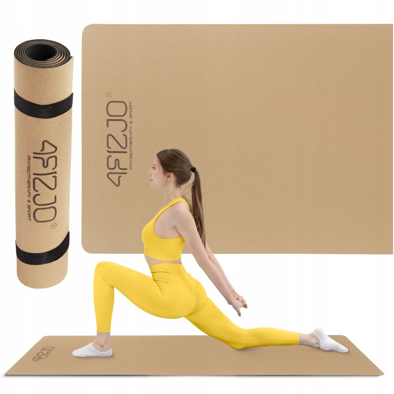 Килимок (мат) спортивний 4FIZJO Cork 183 x 61 x 0.4 см для йоги та фітнесу (P-5907739319562)