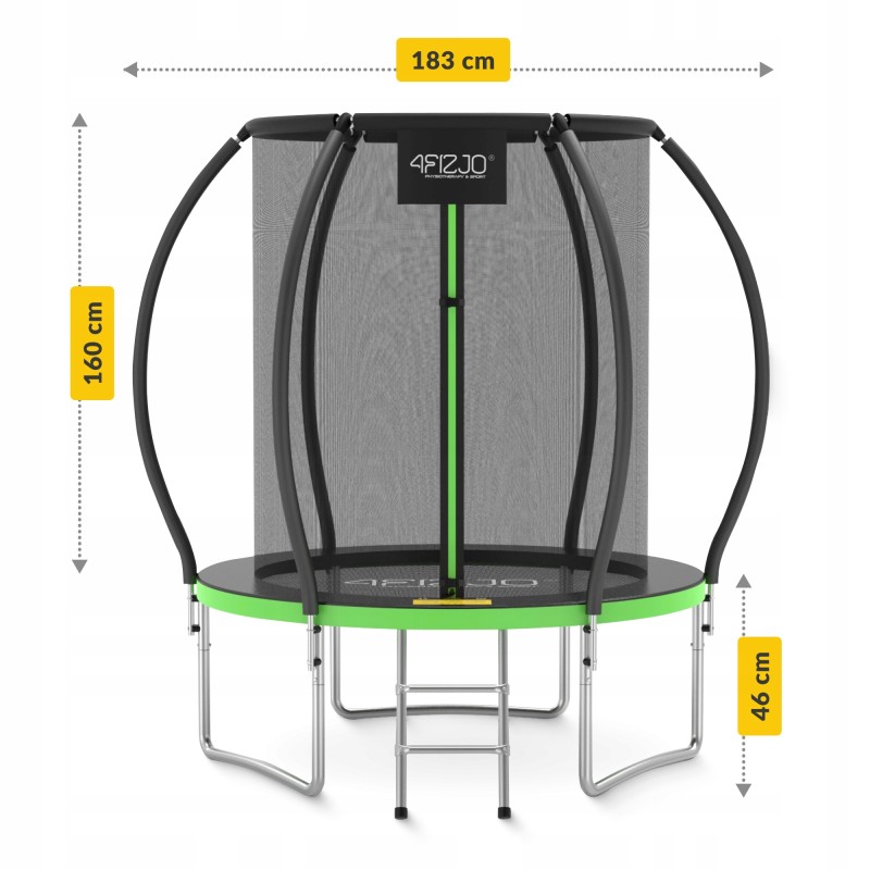 Батут із внутрішньою сіткою 4FIZJO PRO 6FT 183 см Black/Green (P-5907739319234)