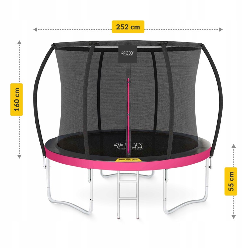 Батут із внутрішньою сіткою 4FIZJO PRO 8FT 252 см Black/Pink (P-5907739314550)