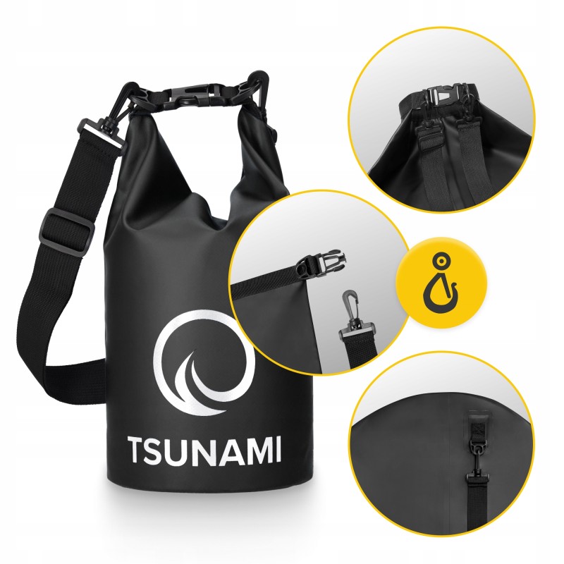 Гермомішок TSUNAMI Dry Pack 5 л водозахисний Black (P-5905973400053)