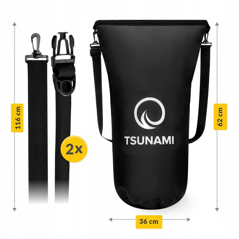 Гермомішок TSUNAMI Dry Pack 20 л водозахисний Black (P-5905973400015)