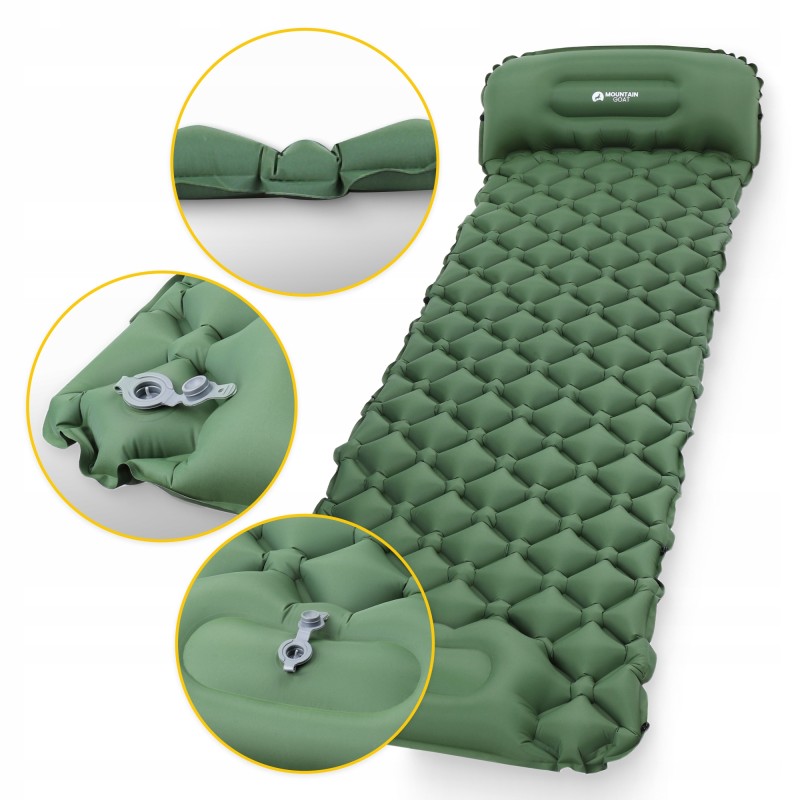 Килимок (каримат) надувний Mountain Goat 190 x 58 x 5 см з вбудованим насососм Navy Green (P-5905973400909)