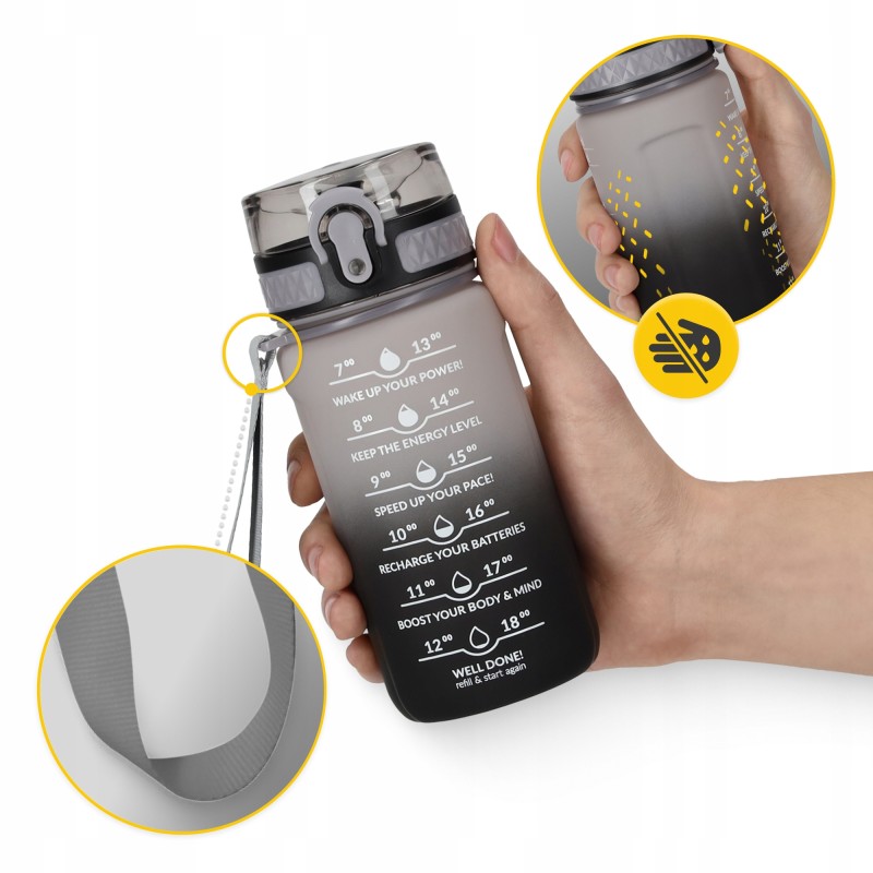 Пляшка для води спортивна 4FIZJO 500 мл Grey/Black (P-5905973400725)