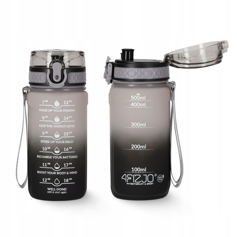 Пляшка для води спортивна 4FIZJO 500 мл Grey/Black (P-5905973400725)