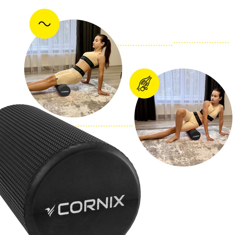 Масажний ролик Cornix EVA+ 30 x 15 см (валик, роллер) XR-0300 Black