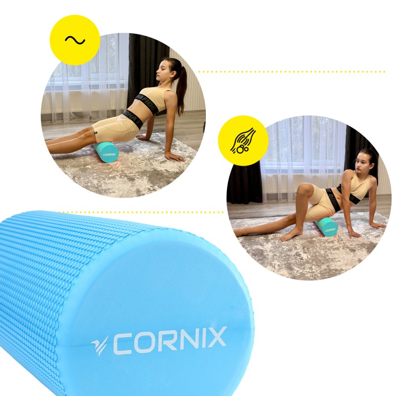 Масажний ролик Cornix EVA+ 30 x 15 см (валик, роллер) XR-0301 Blue
