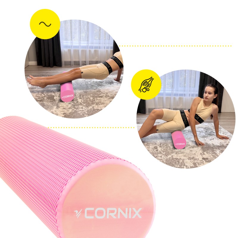Масажний ролик Cornix EVA+ 60 x 15 см (валик, роллер) XR-0308 Pink