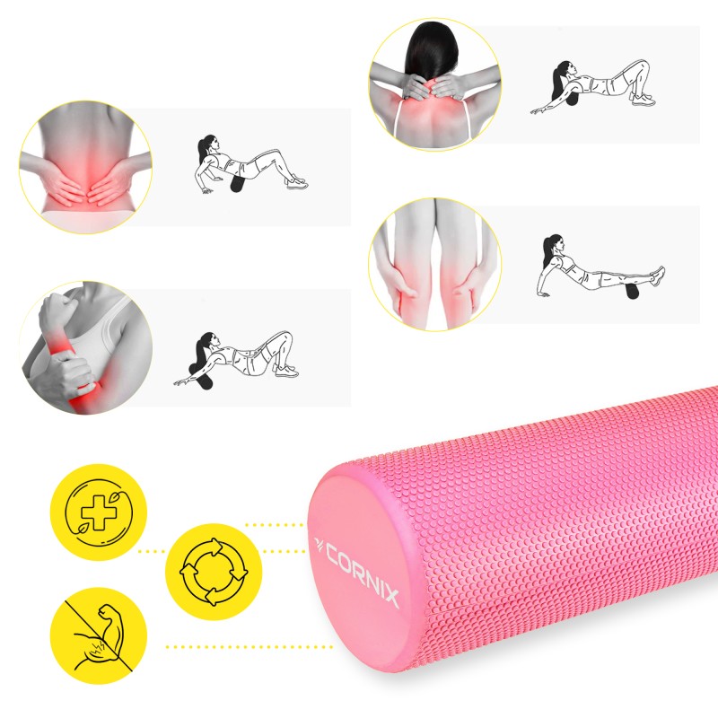 Масажний ролик Cornix EVA+ 60 x 15 см (валик, роллер) XR-0308 Pink