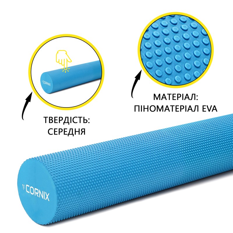 Масажний ролик Cornix EVA+ 90 x 15 см (валик, роллер) XR-0316 Blue