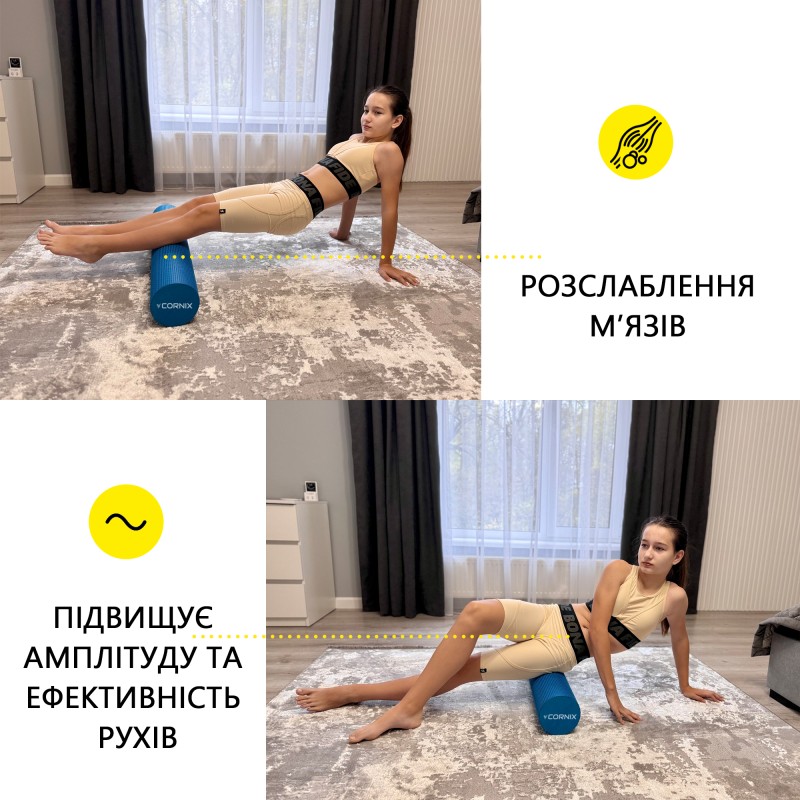 Масажний ролик Cornix EVA+ 90 x 15 см (валик, роллер) XR-0316 Blue