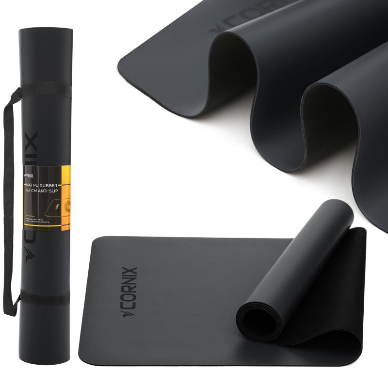 Килимок спортивний Cornix PU 183 x 68 x 0.4 см для йоги та фітнесу XR-0317 Black