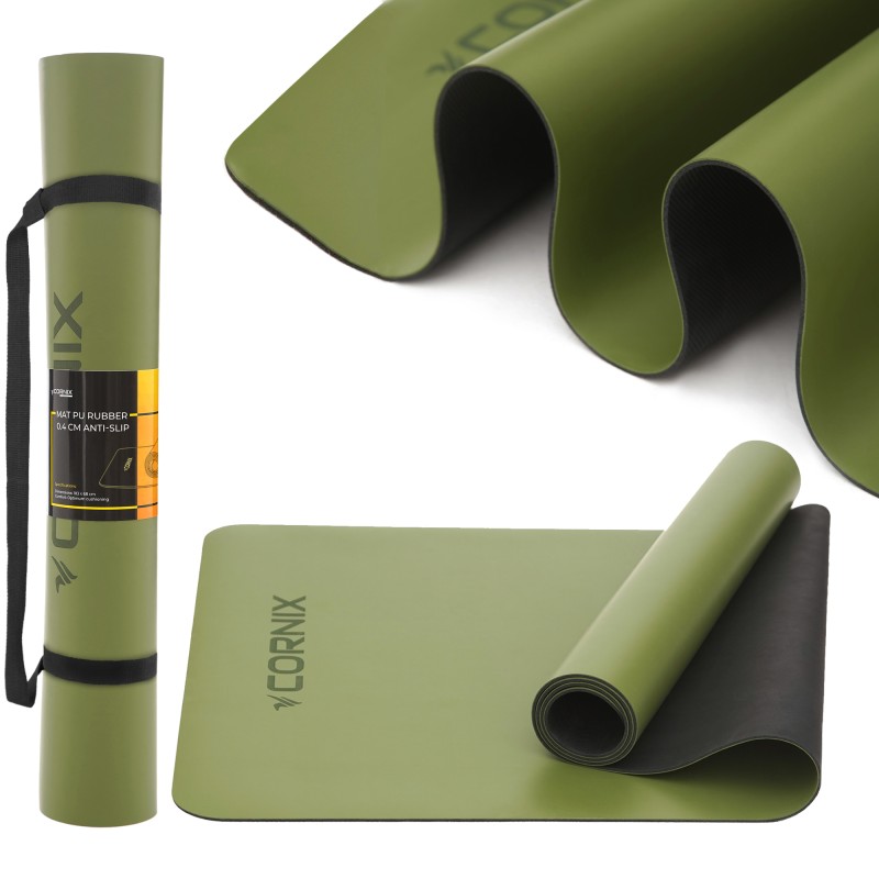Килимок спортивний Cornix PU 183 x 68 x 0.4 см для йоги та фітнесу XR-0321 Green