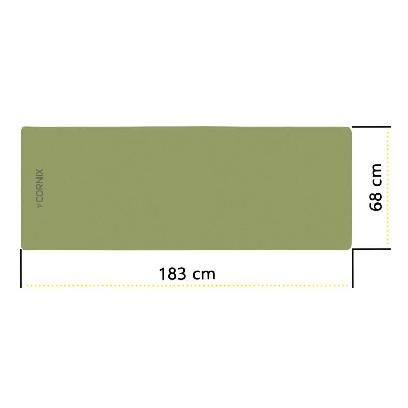 Килимок спортивний Cornix PU 183 x 68 x 0.4 см для йоги та фітнесу XR-0321 Green