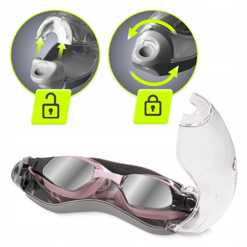 Окуляри для плавання TSUNAMI Anti-Fog 3 в 1 чохол, бервуха та затиск для носа Pink (P-5905973401777)