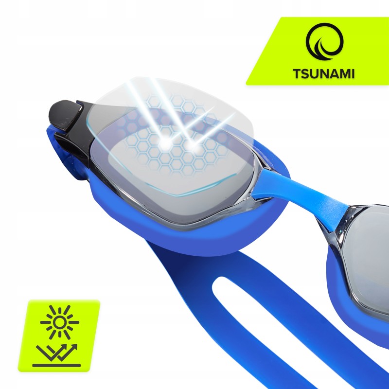 Окуляри для плавання TSUNAMI Anti-Fog 3 в 1 чохол, бервуха та затиск для носа Blue (P-5905973401784)