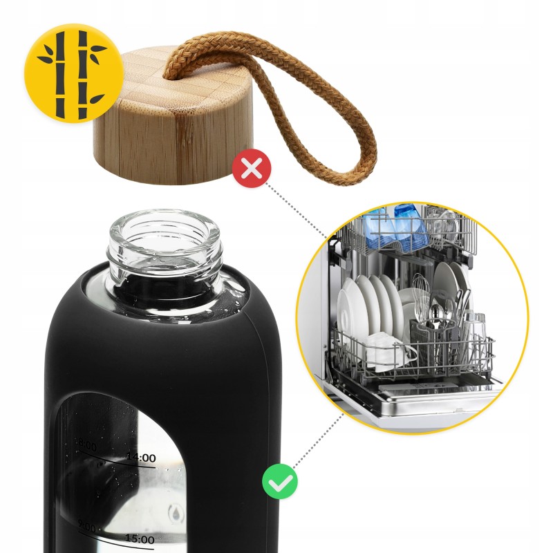 Пляшка для води спортивна 4FIZJO 750 мл скляна Black (P-5905973404174)