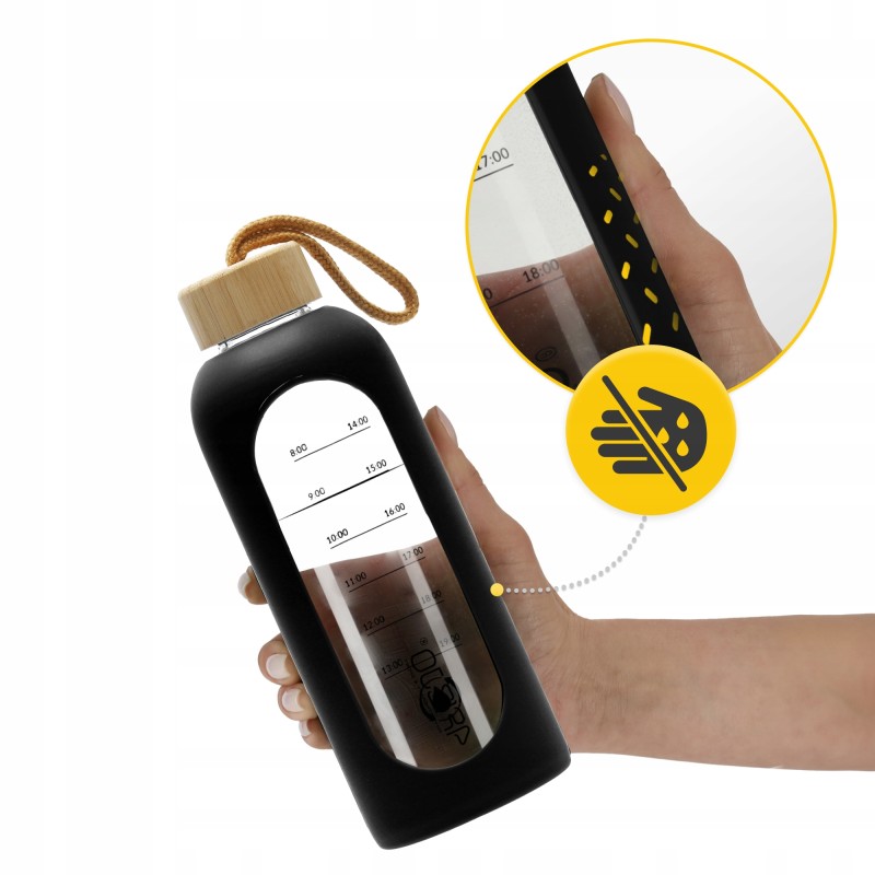 Пляшка для води спортивна 4FIZJO 750 мл скляна Black (P-5905973404174)
