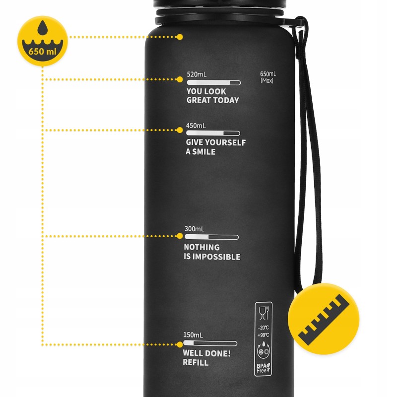 Пляшка для води спортивна 4FIZJO 650 мл Black (P-5905973403733)
