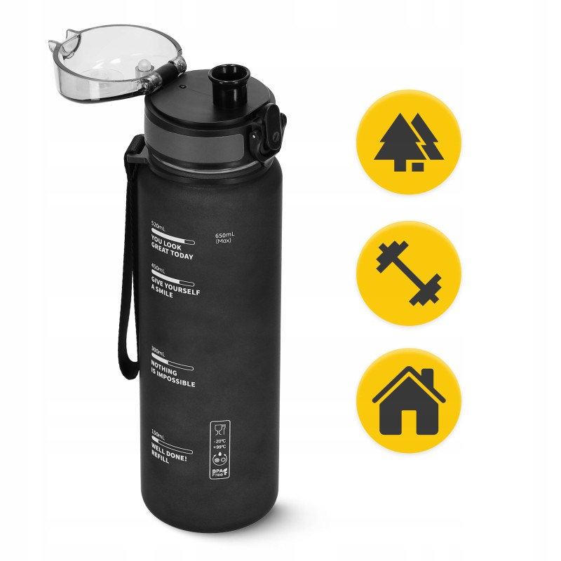 Пляшка для води спортивна 4FIZJO 650 мл Black (P-5905973403733)