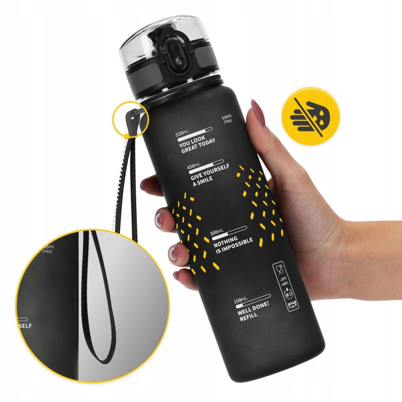 Пляшка для води спортивна 4FIZJO 650 мл Black (P-5905973403733)