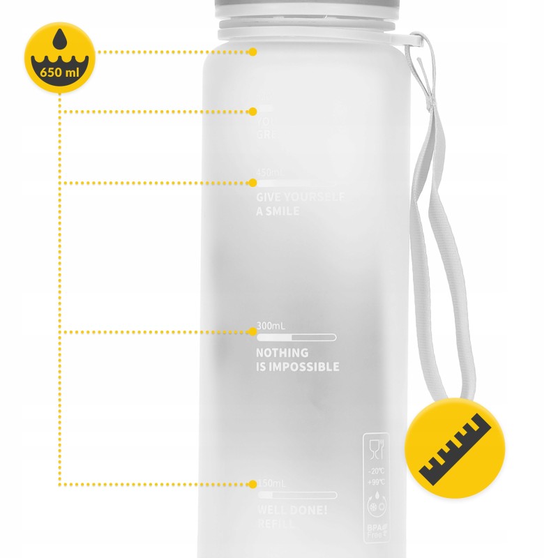 Пляшка для води спортивна 4FIZJO 650 мл Grey (P-5905973404280)