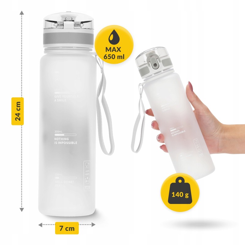 Пляшка для води спортивна 4FIZJO 650 мл Grey (P-5905973404280)