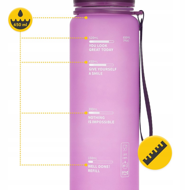Пляшка для води спортивна 4FIZJO 650 мл Pink (P-5905973403757)