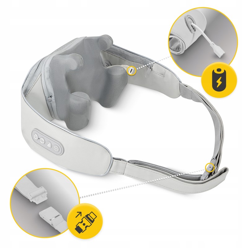 Накидка-масажер 4FIZJO Shiatsu Evo+ для шиї та спини, акумуляторний Grey (P-5905973404150)