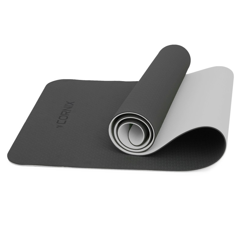 Килимок спортивний Cornix TPE 183 x 61 x 0.6 см для йоги та фітнесу XR-0349 Black/Grey