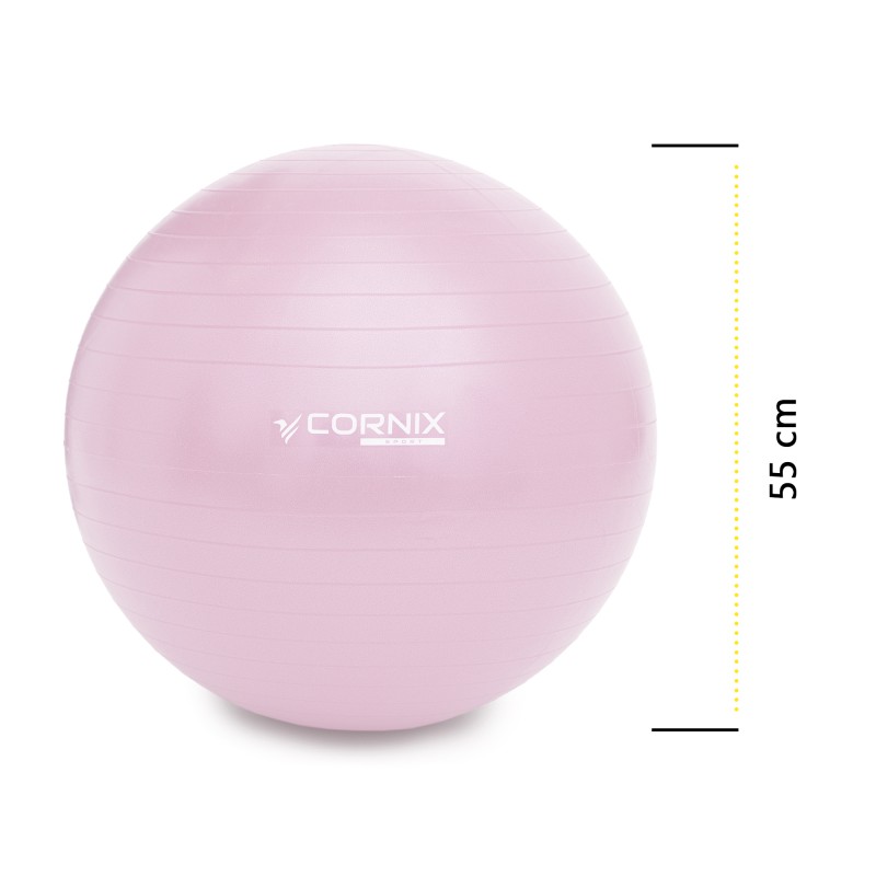 М'яч для фітнесу (фітбол) Cornix 55 см Anti-Burst XR-0361 Light Pink