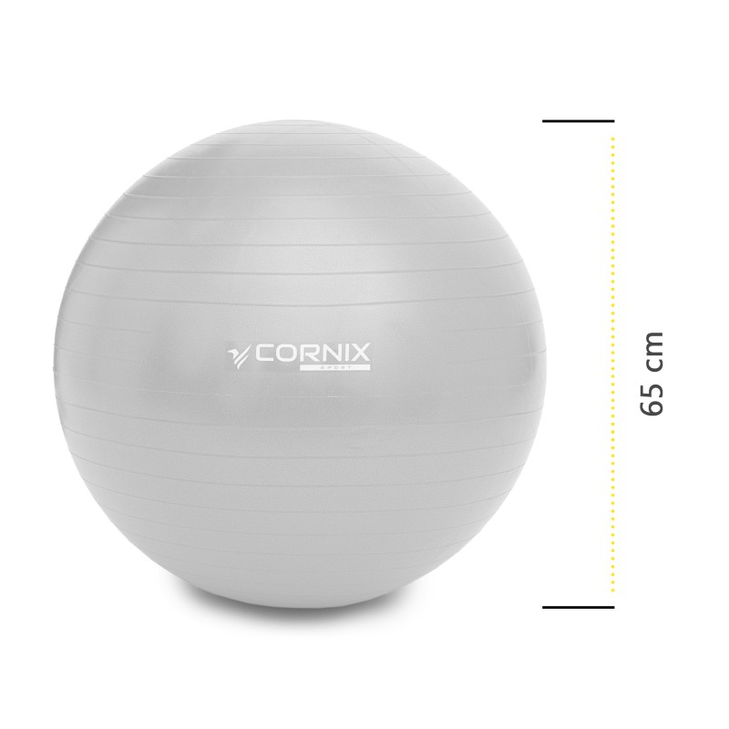 М'яч для фітнесу (фітбол) Cornix 65 см Anti-Burst XR-0362 Silver