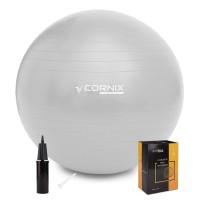 М'яч для фітнесу (фітбол) Cornix 75 см Anti-Burst XR-0365 Silver