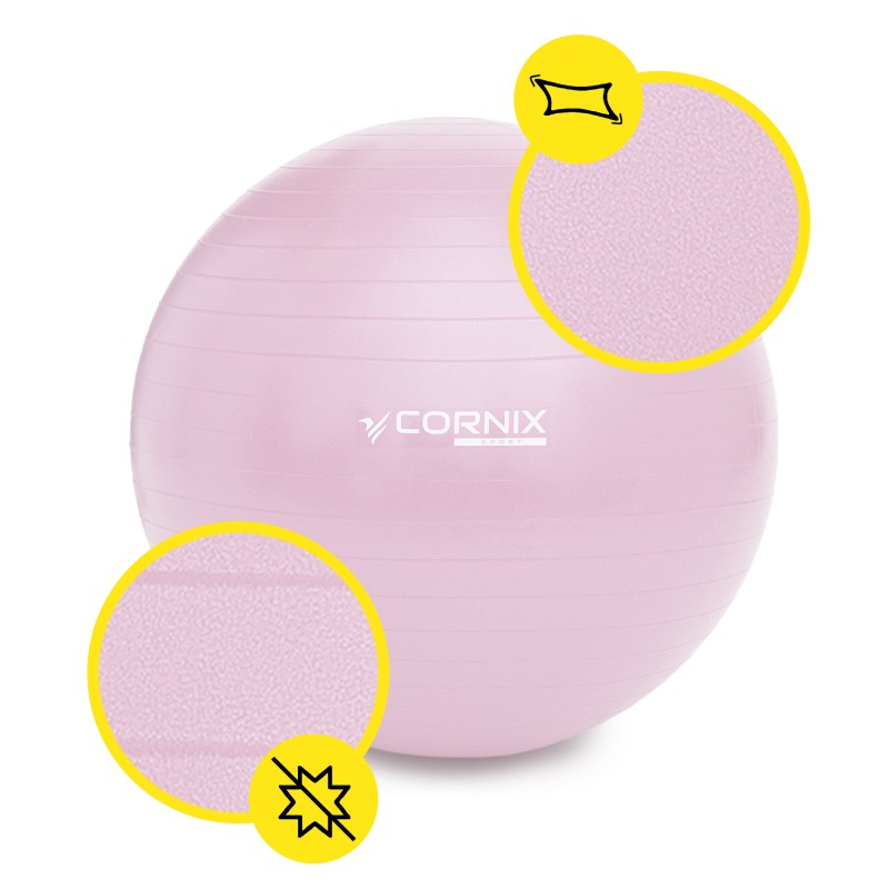 М'яч для фітнесу (фітбол) Cornix 75 см Anti-Burst XR-0367 Light Pink