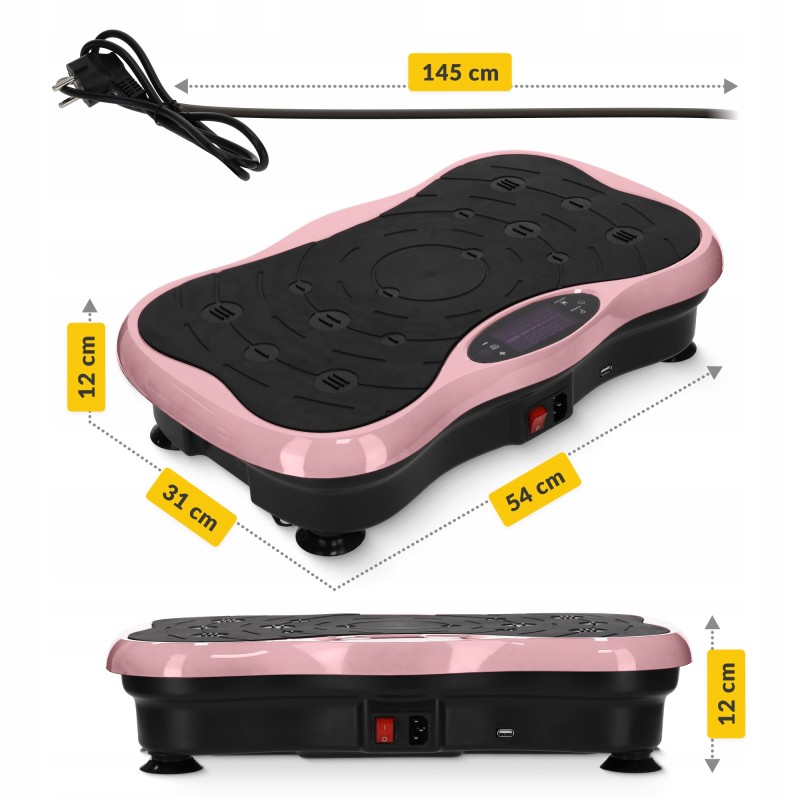 Віброплатформа для тренувань 4FIZJO Ultra+ з пультом та еспандерами Black/Pink (P-5905973402880)