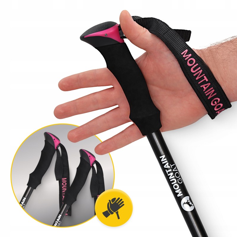 Трекінгові палиці Mountain Goat Pro+ 43-130 см Black/Pink (P-5905973404662)