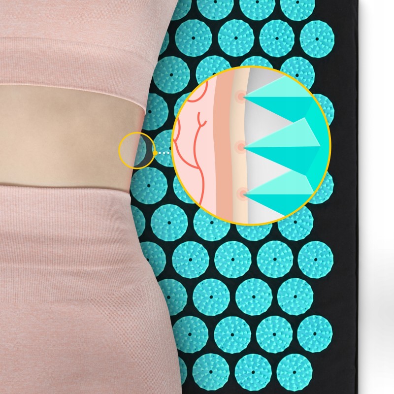 Килимок акупунктурний з валиком 4FIZJO Classic Mat Аплікатор Кузнєцова Black/Blue (P-5905973402385)