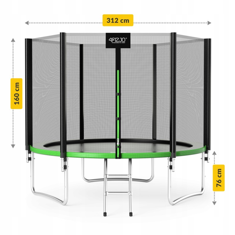 Батут із зовнішньою сіткою 4FIZJO Classic 10FT 312 см Black/Green (P-5907739314130)