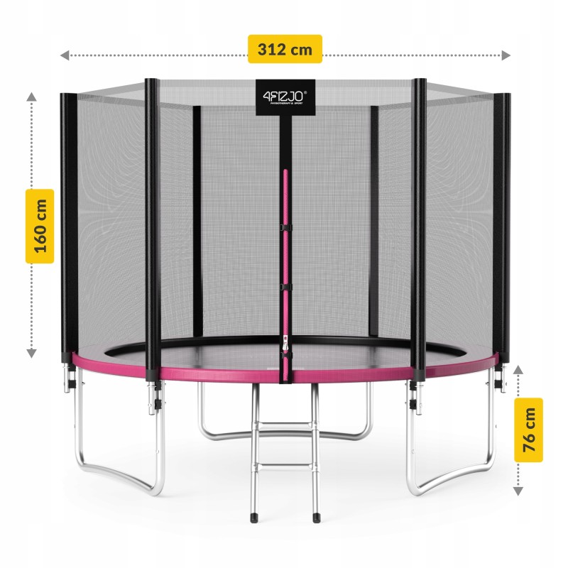 Батут із зовнішньою сіткою 4FIZJO Classic 10FT 312 см Black/Pink (P-5907739314567)