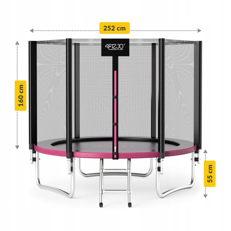 Батут із зовнішньою сіткою 4FIZJO Classic 8FT 252 см Black/Pink (P-5907739314536)