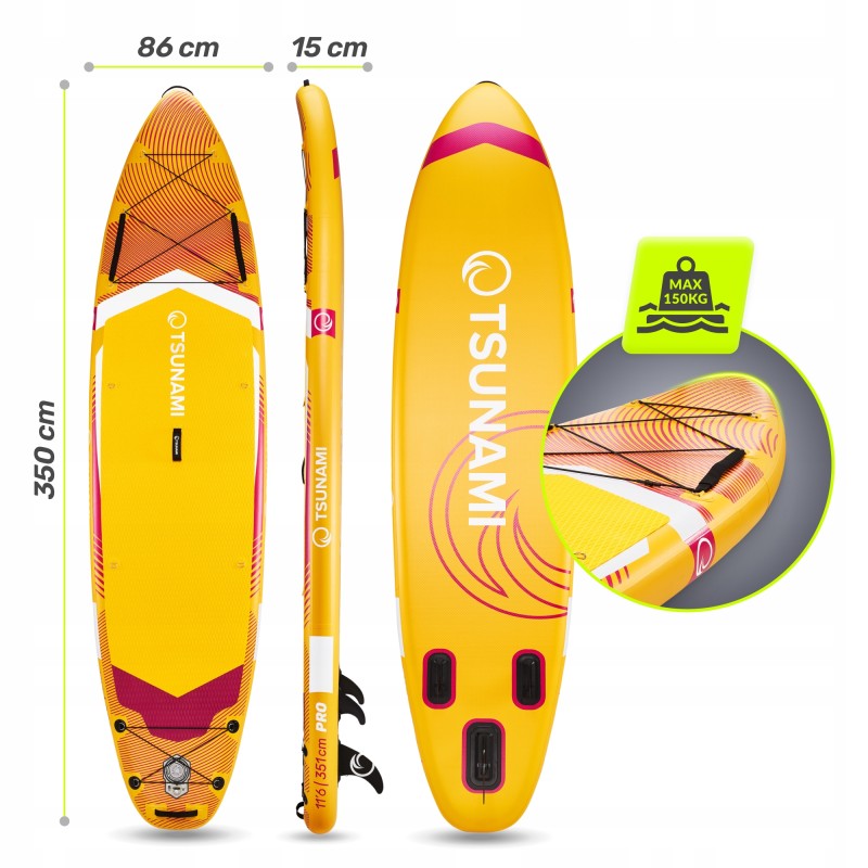 Надувна SUP дошка TSUNAMI PRO 350 см з веслом T11 (P-5905973405584)