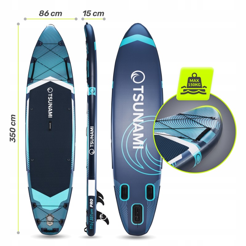 Надувна SUP дошка TSUNAMI PRO 350 см з веслом T12 (P-5905973405607)