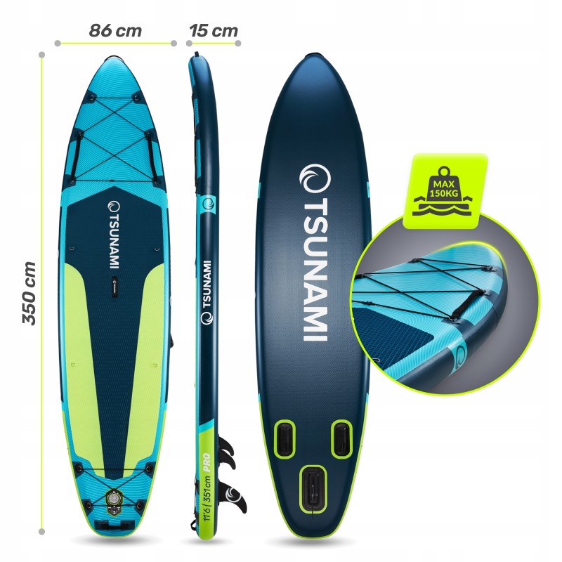 Надувна SUP дошка TSUNAMI PRO 350 см з веслом T14 (P-5905973405621)